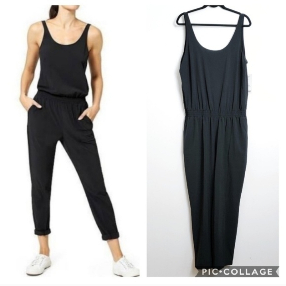 Athleta Roaming Romper Jumpsuit Black Size 16 New - Picture 2 of 10